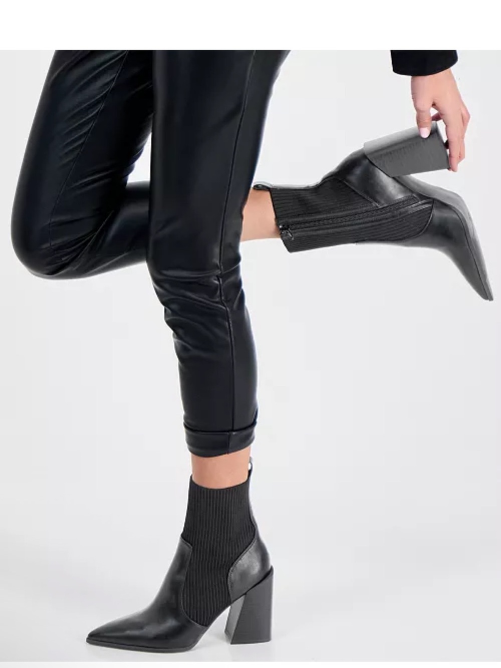 •WILD PAIR• “Trinityy” Pointed-Toe Pull-On Sock Booties-Black >> Size 12 NIB